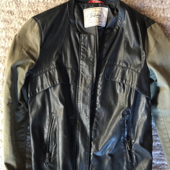 Zara TRF outerwear leather and army green jacket - Picture 3 of 3